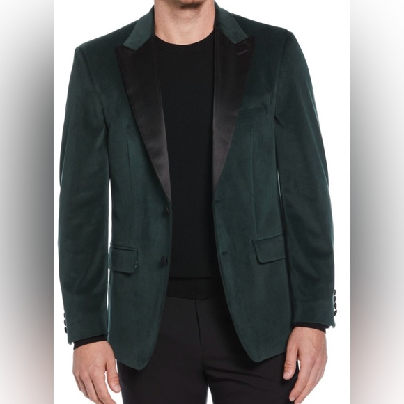 TAZIO Men's Green velvet Blazer with Black Lapel size 38R